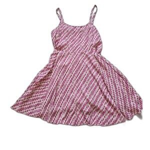 Gap Pink and White Patterned Spaghetti Strap A-line Mini Dress 100% Rayon. XXL